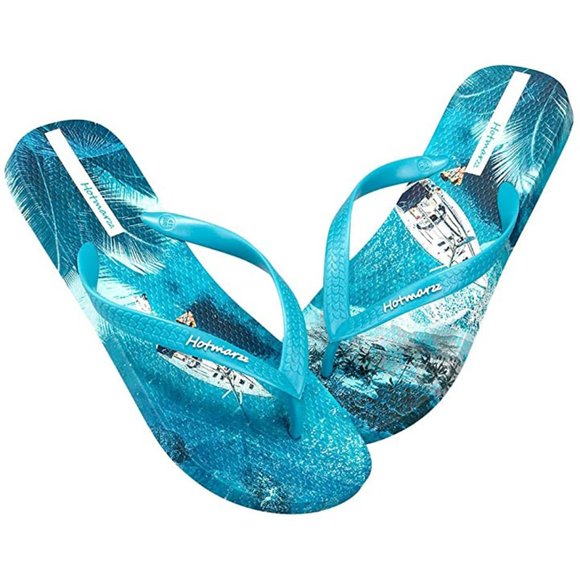 Hotmarzz Men's Flip Flops Patterns and Prints Summer Sandals Beach Slippers - Picture 2 of 5